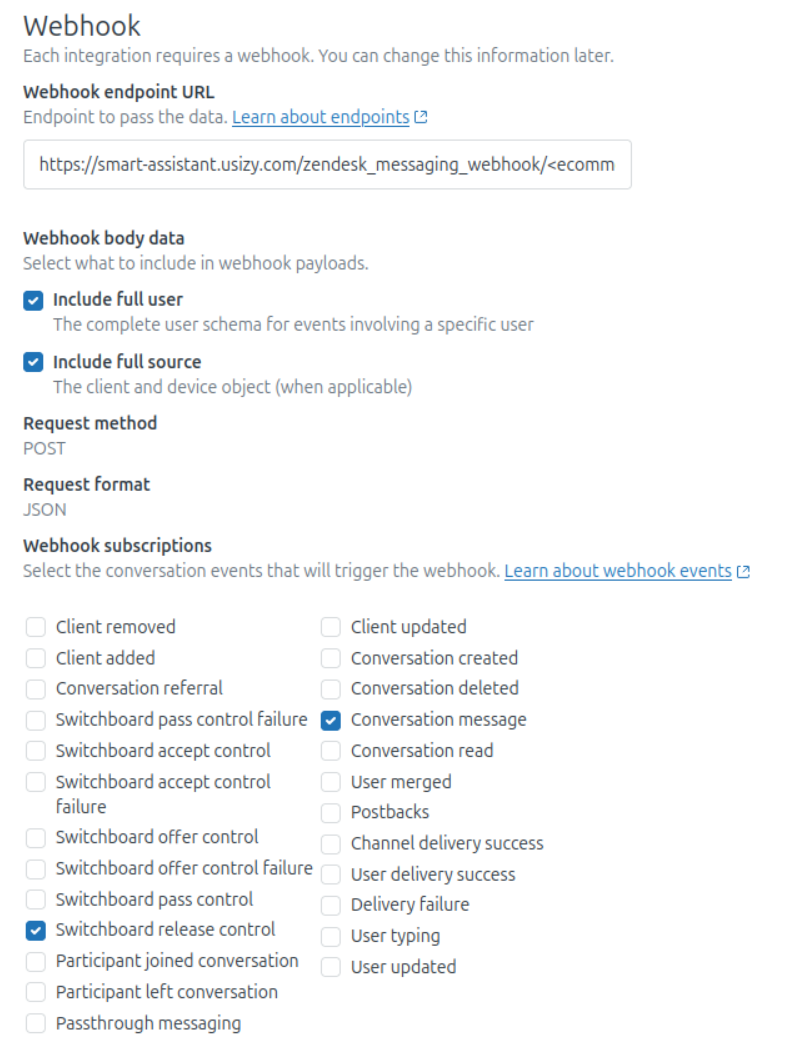 Zendesk Conversations Webhook